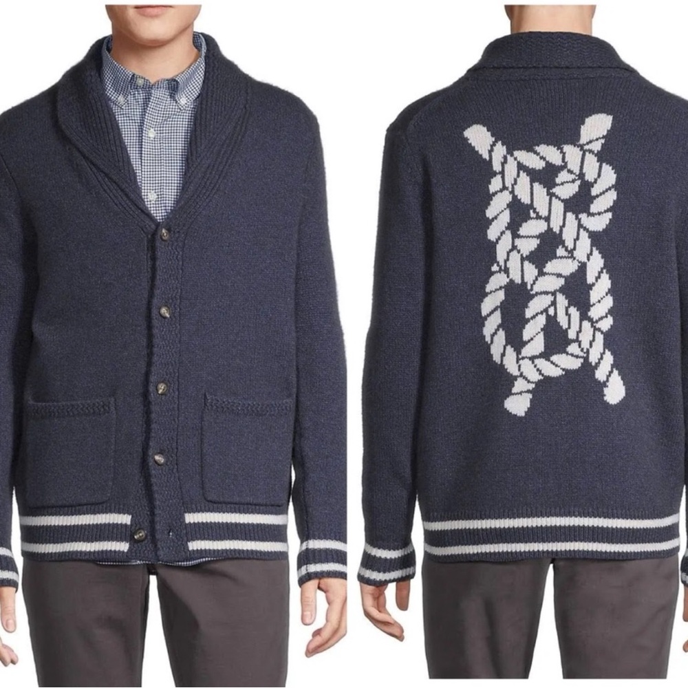 Vineyard Vines Varsity Shawl Cardigan in Nautical Navy Size XL